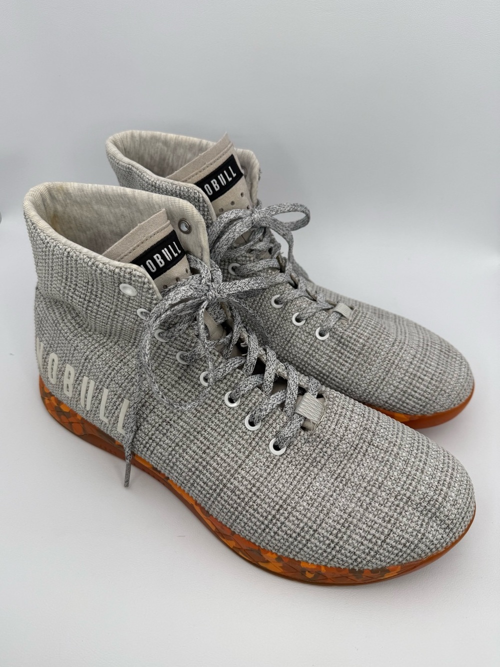 NOBULL High Top Shoes Mens Sz 12.5 Gray/Orange Training Gym Workout Comfort